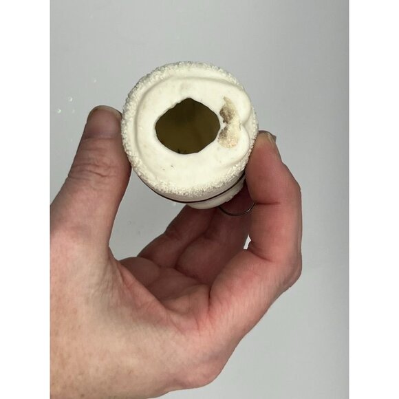 Vintage Bisque Porcelain Santa Ornament Glitter Roly Poly White Gold Tree 4" - Picture 5 of 6